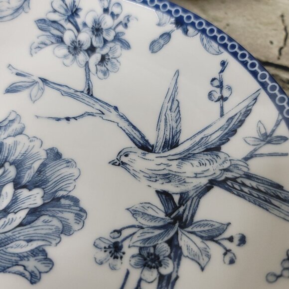 222 Fifth Adelaide Blue 6.25" Round Appetizer Plates Set of 4 - Picture 4 of 5